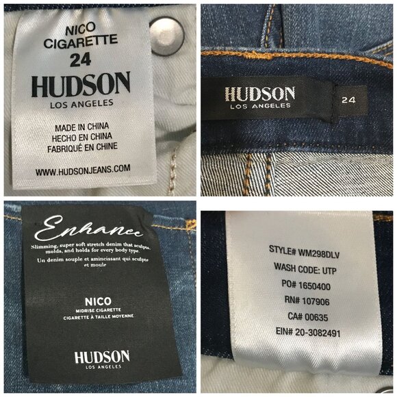 Hudson Nico Midrise Cigarette Jeans Size 24 Blue Chain Trim NWT - Picture 6 of 14